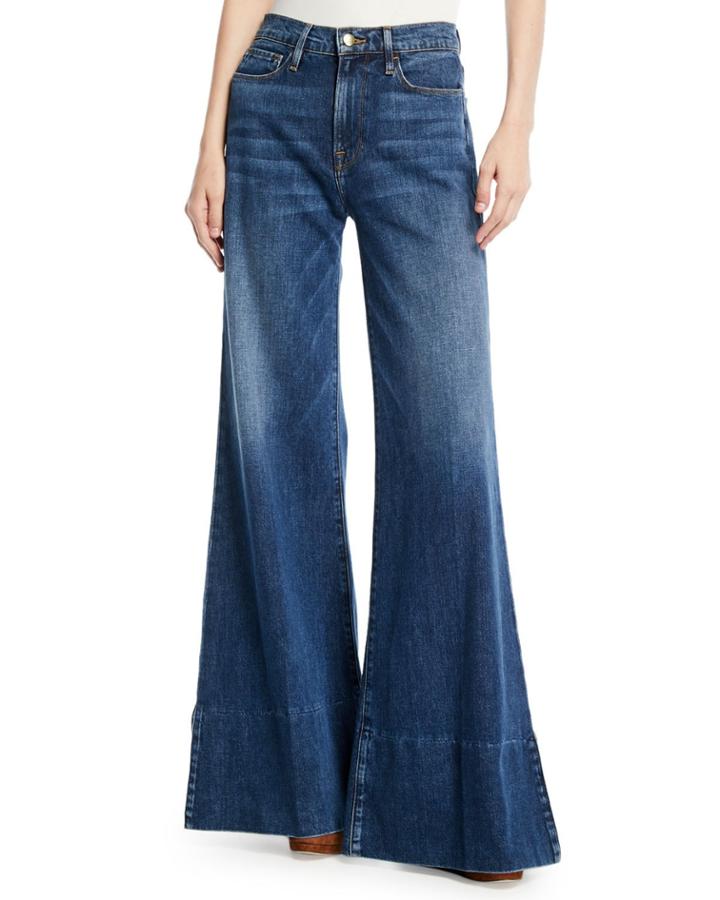 Paneled Denim Palazzo Pants