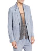 Suede One-button Blazer Jacket