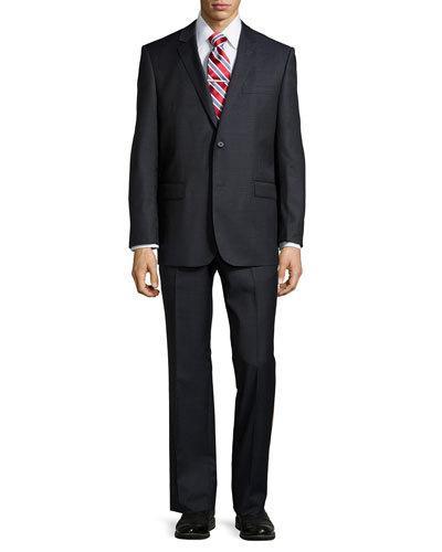 Modern-fit Two-piece Wool Suit, Dark Navy