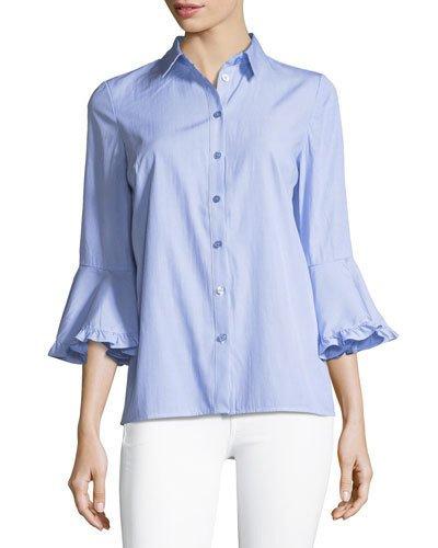 Ruffled Bell-sleeve Poplin