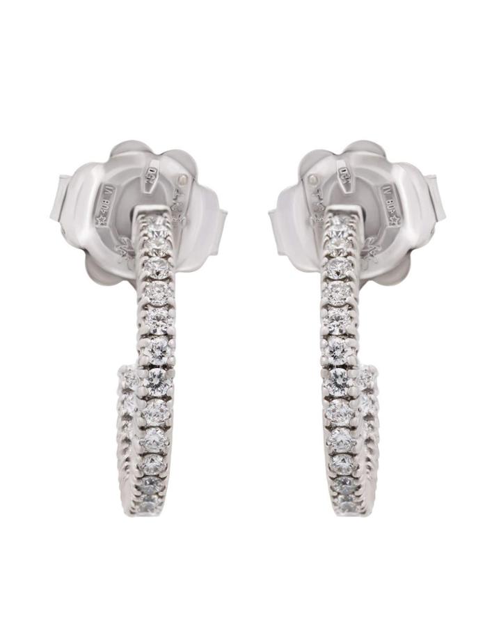 18k White Gold Inside/outside Diamond Hoop Earrings