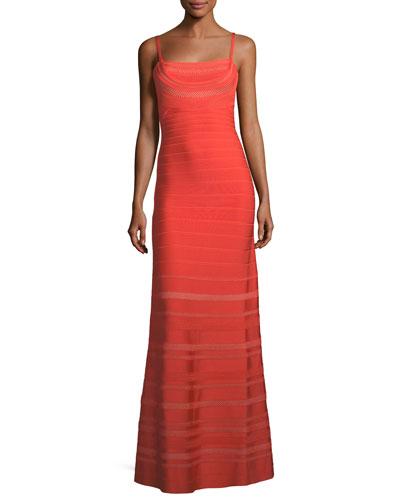 Lattice-inset A-line Bandage Gown
