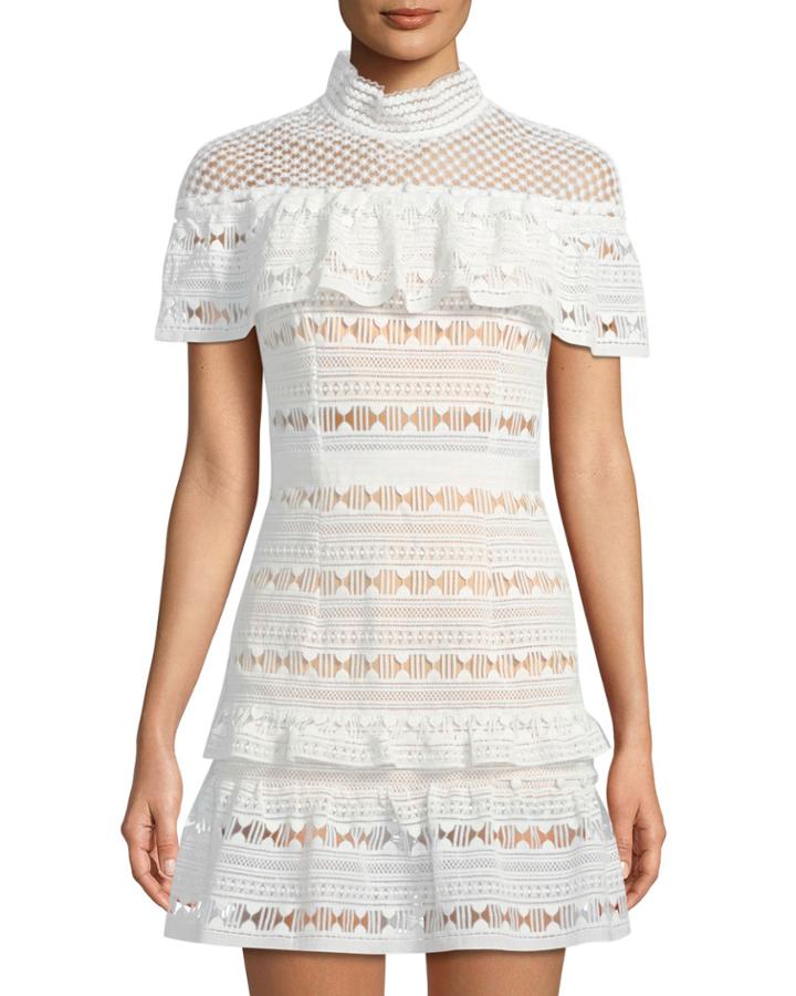 Sheila Ruffle-trimmed Lace-illusion Dress