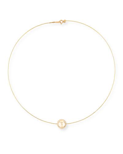18k Golden South Sea Pearl Wire Necklace,