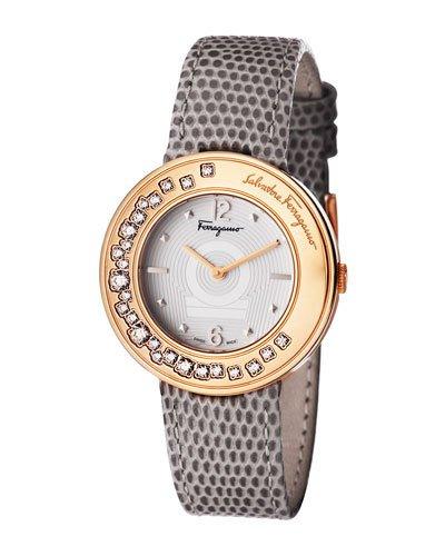 36mm Gancino Sparkling Watch W/ Crystals & Leather