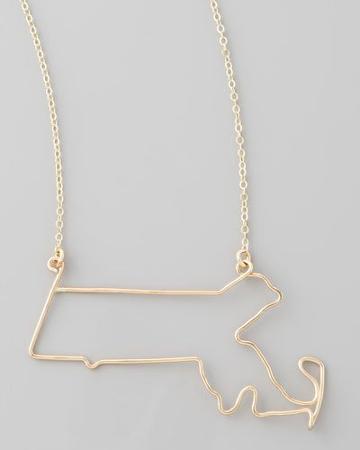 Gold State Pendant Necklace,