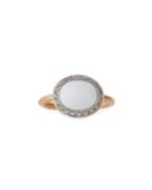 18k White Agate Oval & Diamond Ring,