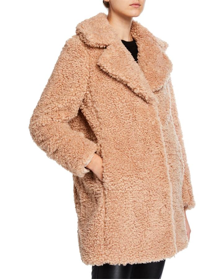 Faux-shearling Snap-front Coat