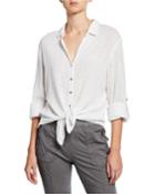 Plus Size Porter Button-front Gauze Blouse