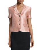 Short-sleeve Button-front Jacket, Bellini