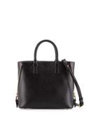 Jennifer Mini Trap Leather Tote Bag, Black