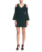 Double Luxe Cold-shoulder Funnel-sleeve Dress