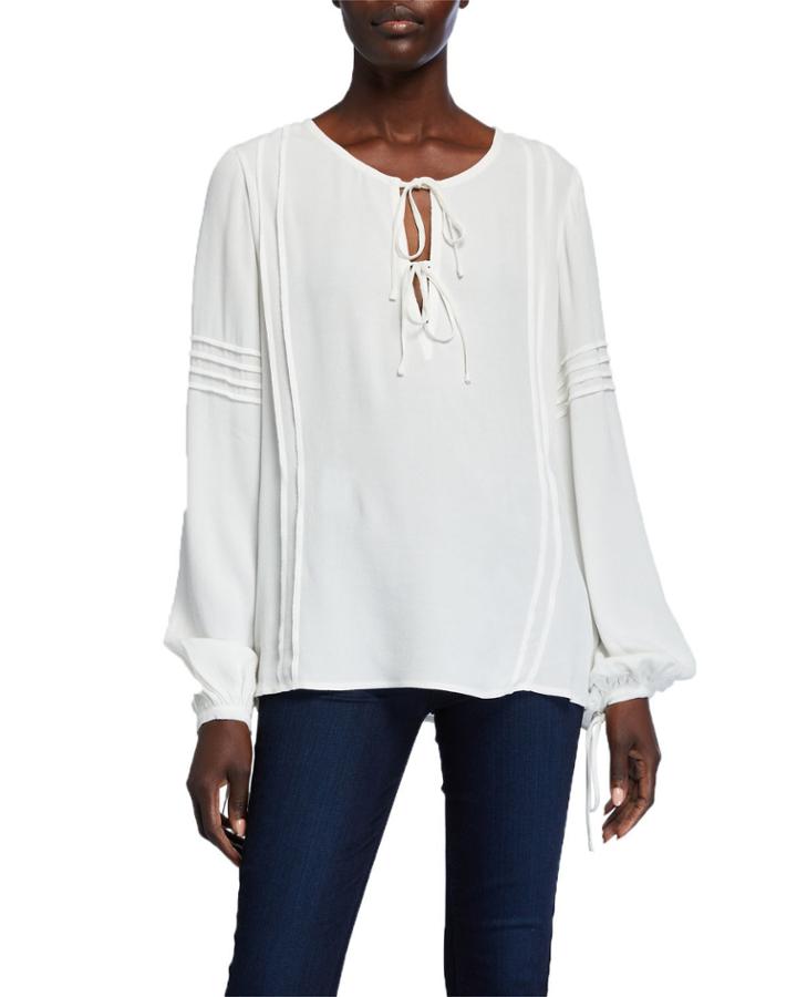 Savannah Pintucked Crepe Blouse