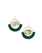 Abalone & Green Enamel Earrings