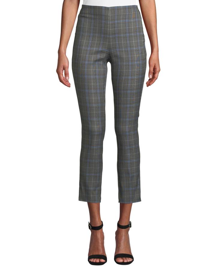 Simone Plaid Skinny-leg Pants With Yoke Detail