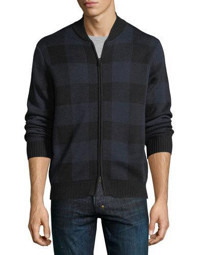 Plaid Wool-blend Bomber Jacket