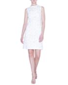Mock-neck Flower-jacquard Dress