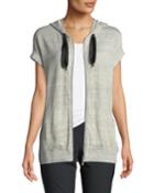 Gold-linen Short-sleeve Hoodie