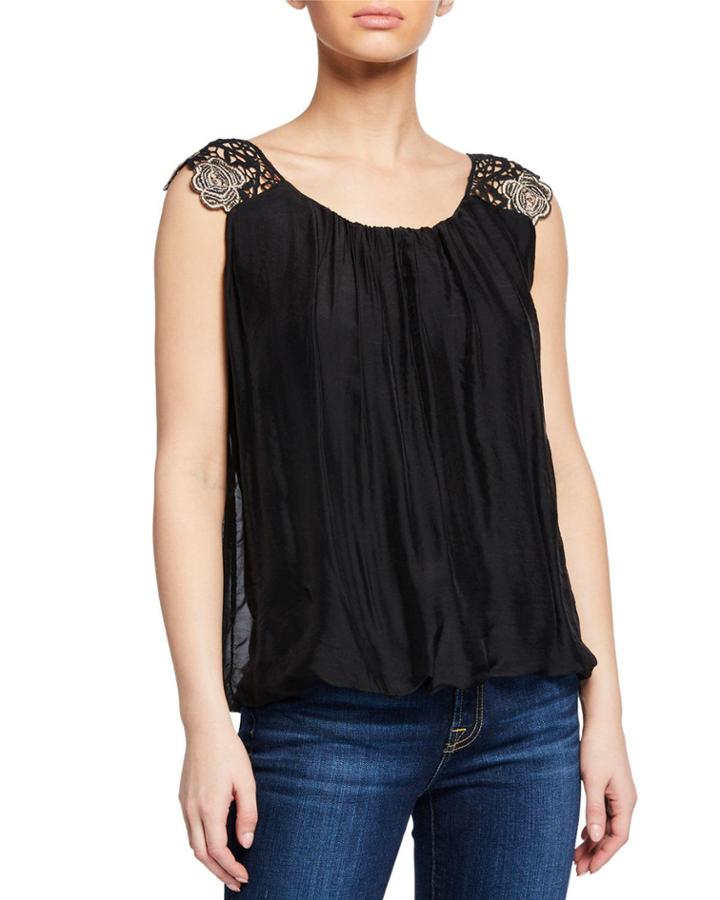 Crochet Floral Applique Tank