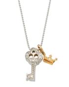Little Luck Key & Crown Necklace, Two-tone