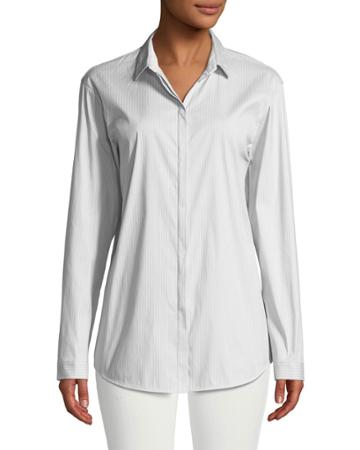 Sabira Streamline Stripe Button-front Blouse