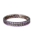 Triple-row Amethyst & Diamond Bangle Bracelet