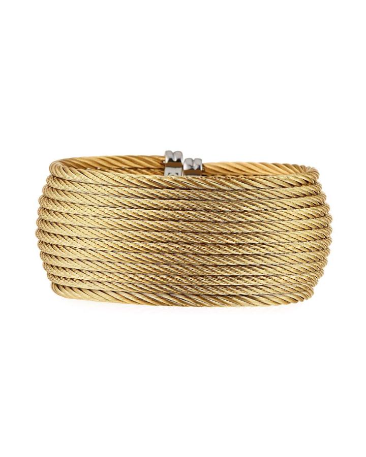 Wide Multi-row Cable Cuff Bracelet, Yellow