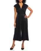 Glitter Pleated Faux-wrap Jumpsuit