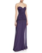 Deni Strapless Ruched Tulle Bustier Column Gown