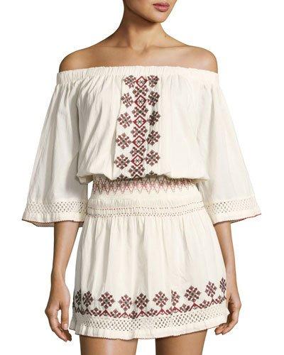 Marietta Embroidered Dress, Ivory