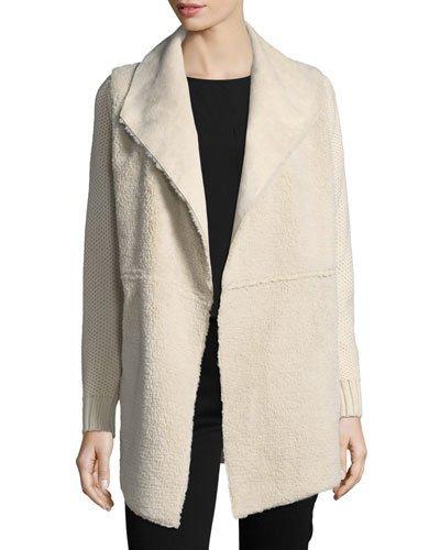 Faux-shearling Drape-front Jacket