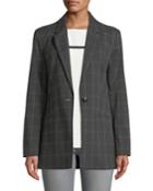 Classic One-button Plaid Blazer