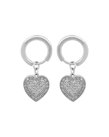 18k White Gold Diamond Heart-drop Huggie Earrings