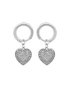 18k White Gold Diamond Heart-drop Huggie Earrings