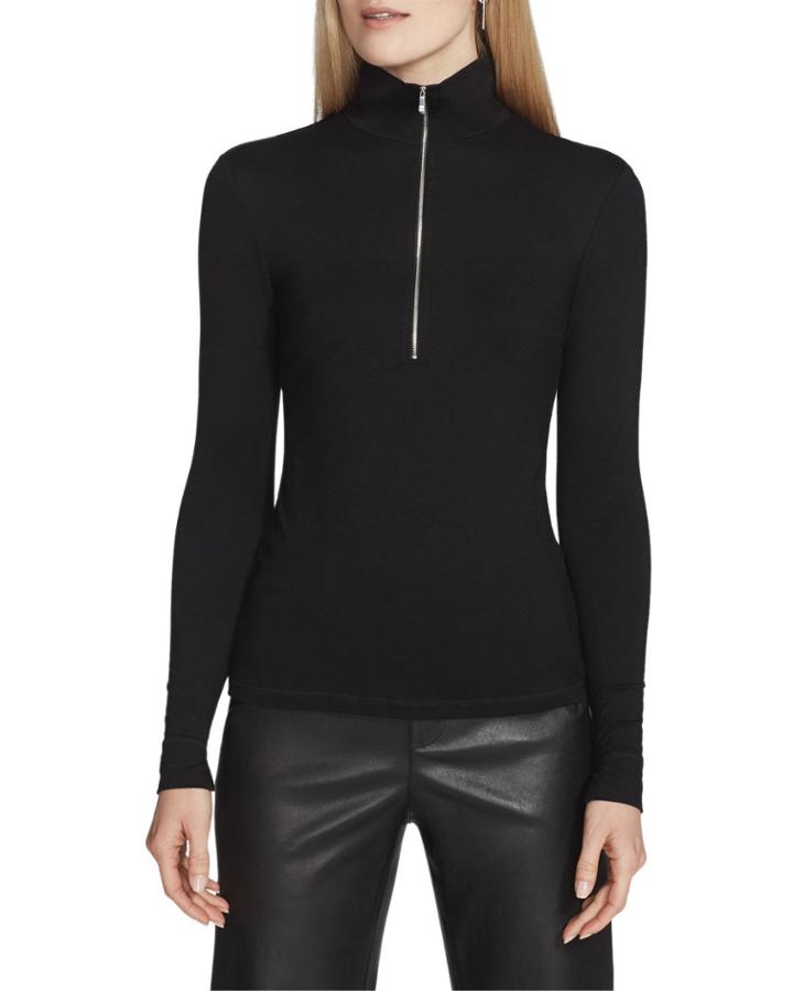 Lane Nouveau Jersey Zip-front Turtleneck Top