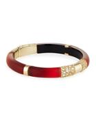 Ombre Frosted Hinged Crystal Bangle Bracelet, Red