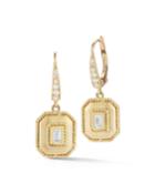 18kg 55ct Emerald Shape Earring With Center Emerald Cut 38ct And Diamond Wire Top