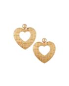 Textured Heart Drop Earrings, Gold