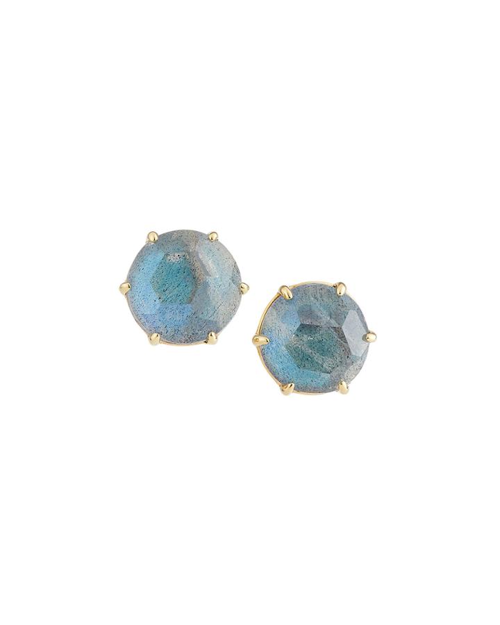18k Rock Candy Round Stud Earrings In Black