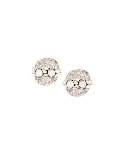 Kali Lava Silver & White Topaz Button Earrings