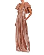 Mooreland Deep-v Bow Metallic Jumpsuit