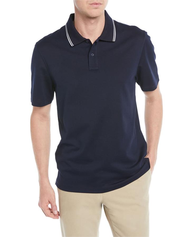 Men's Tipped-collar Ribbed Polo