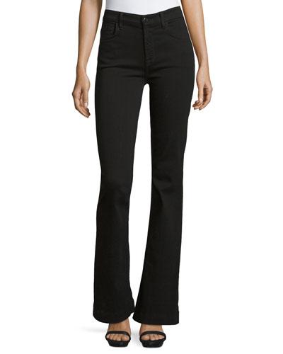 Denim Trouser Flare Jeans, Overdyed Black