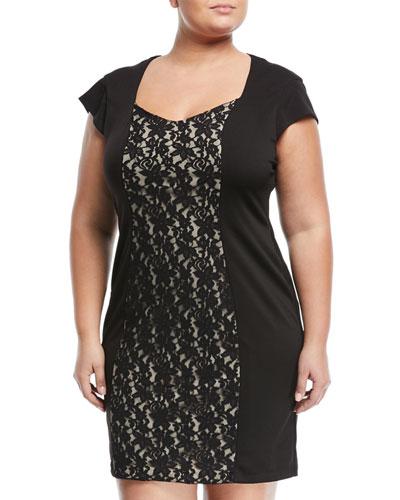 Lace-front Sheath Dress,
