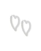Seed Bead Heart Hoop Earrings, White
