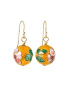 Cloisonne Bead Earrings, Yellow