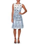 Sleeveless Deco-dot Dress, Blue/multi