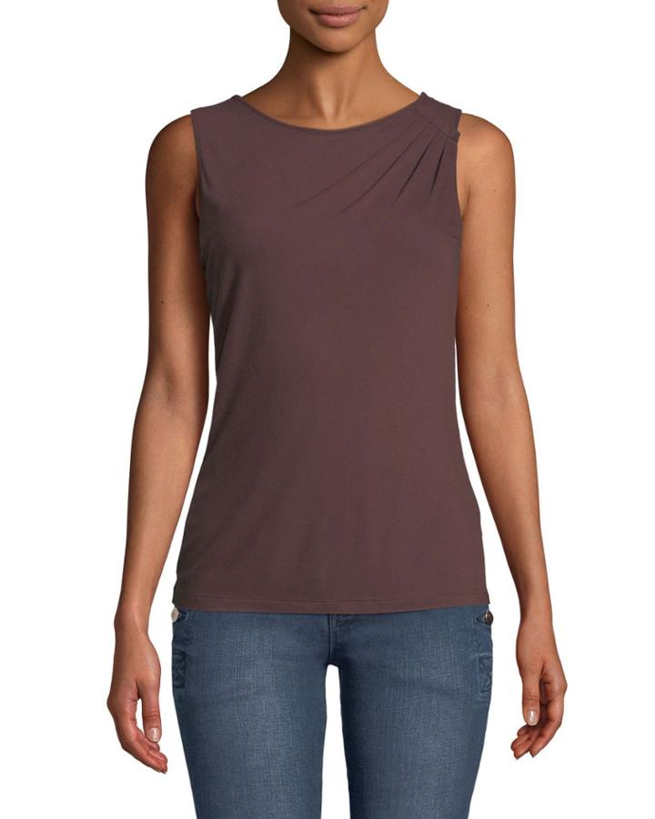 Pleated-shoulder Jersey Tank