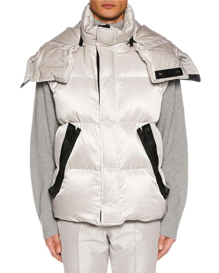 Men's Zip-front Hooded Puffer Vest