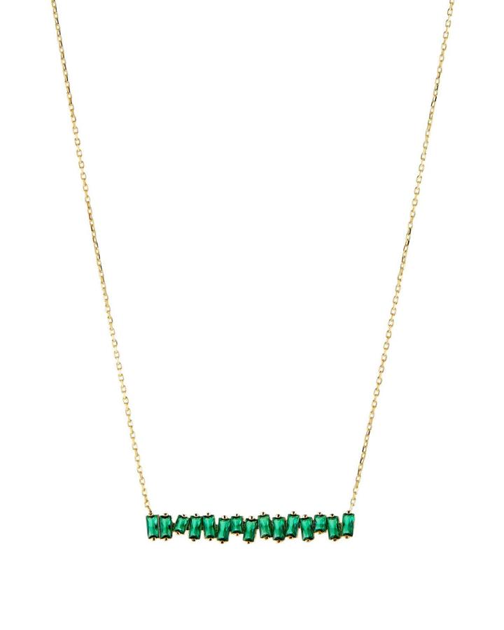Baguette-bar Pendant Necklace, Green